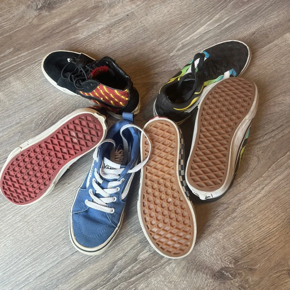 Kids Vans Shoes Bundle Harry Potter Flames Blue Checks‎ Child Sz 12 13 & 1